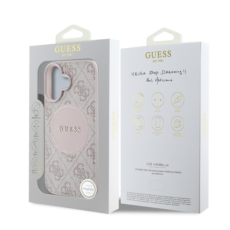Apple iPhone 16 Kılıf Guess Orjinal Lisanslı M-safe Şarj Özellikli Yazı Logolu Circle Classic Kapak - 11