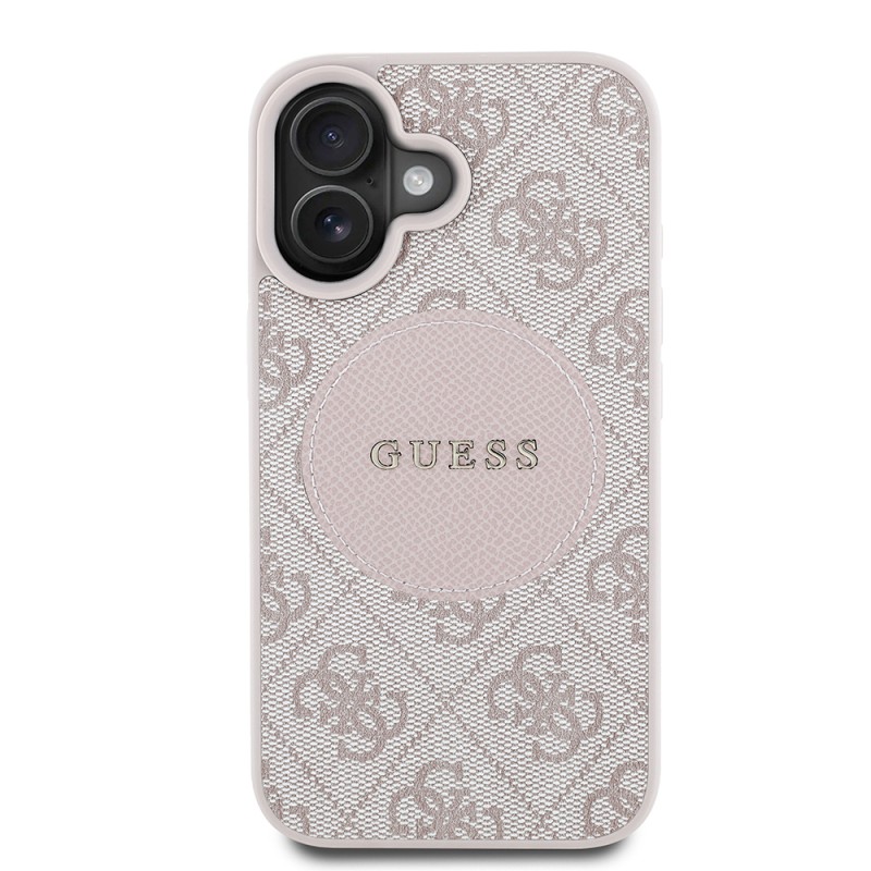 Apple iPhone 16 Kılıf Guess Orjinal Lisanslı M-safe Şarj Özellikli Yazı Logolu Circle Classic Kapak - 2