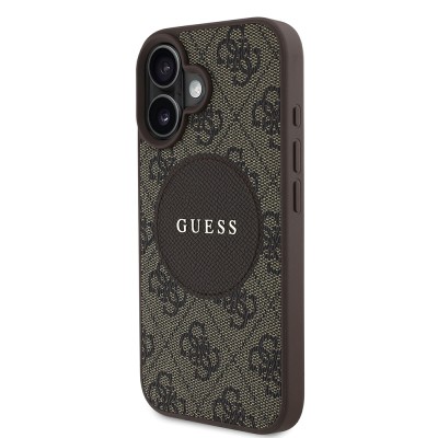Apple iPhone 16 Kılıf Guess Orjinal Lisanslı M-safe Şarj Özellikli Yazı Logolu Circle Classic Kapak - 13