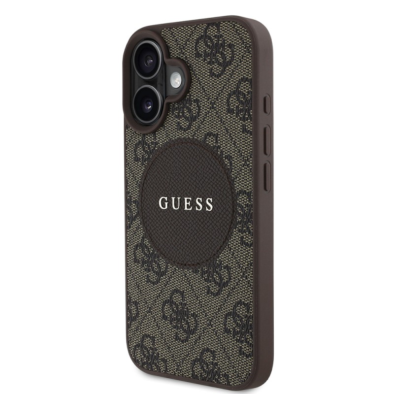 Apple iPhone 16 Kılıf Guess Orjinal Lisanslı M-safe Şarj Özellikli Yazı Logolu Circle Classic Kapak - 13