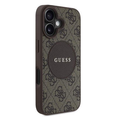 Apple iPhone 16 Kılıf Guess Orjinal Lisanslı M-safe Şarj Özellikli Yazı Logolu Circle Classic Kapak - 14