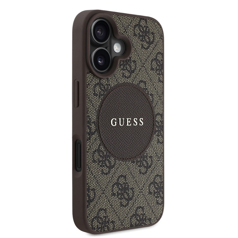 Apple iPhone 16 Kılıf Guess Orjinal Lisanslı M-safe Şarj Özellikli Yazı Logolu Circle Classic Kapak - 14