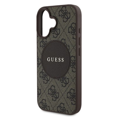 Apple iPhone 16 Kılıf Guess Orjinal Lisanslı M-safe Şarj Özellikli Yazı Logolu Circle Classic Kapak - 16