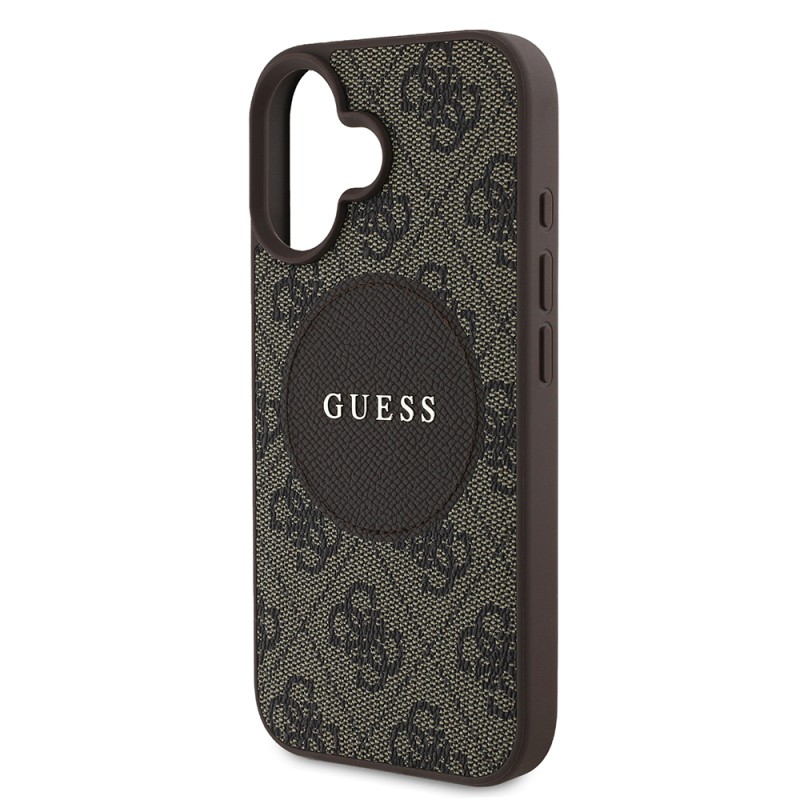 Apple iPhone 16 Kılıf Guess Orjinal Lisanslı M-safe Şarj Özellikli Yazı Logolu Circle Classic Kapak - 16
