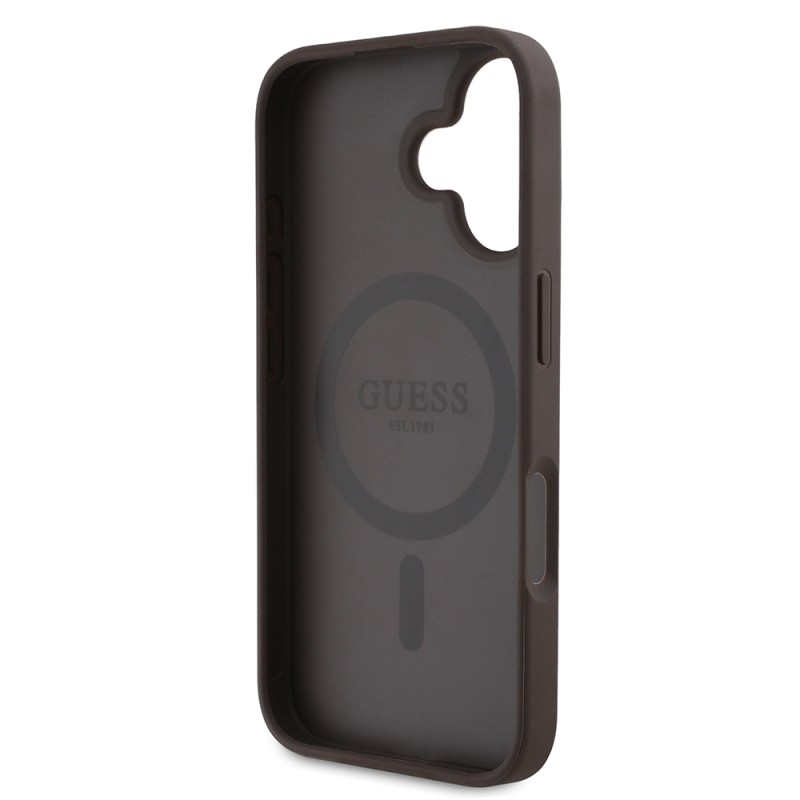 Apple iPhone 16 Kılıf Guess Orjinal Lisanslı M-safe Şarj Özellikli Yazı Logolu Circle Classic Kapak - 17