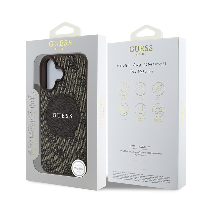 Apple iPhone 16 Kılıf Guess Orjinal Lisanslı M-safe Şarj Özellikli Yazı Logolu Circle Classic Kapak - 18