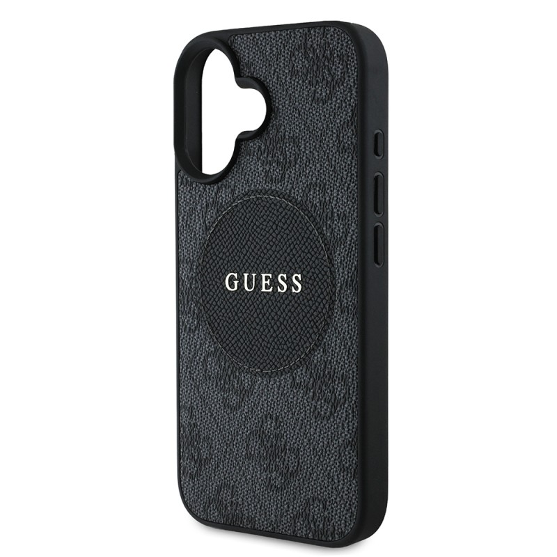Apple iPhone 16 Kılıf Guess Orjinal Lisanslı M-safe Şarj Özellikli Yazı Logolu Circle Classic Kapak - 23