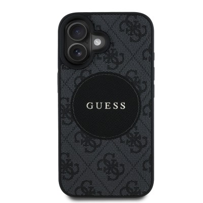 Apple iPhone 16 Kılıf Guess Orjinal Lisanslı M-safe Şarj Özellikli Yazı Logolu Circle Classic Kapak - 4