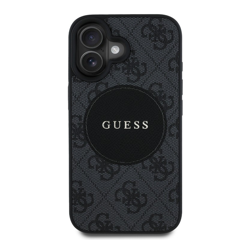 Apple iPhone 16 Kılıf Guess Orjinal Lisanslı M-safe Şarj Özellikli Yazı Logolu Circle Classic Kapak - 4