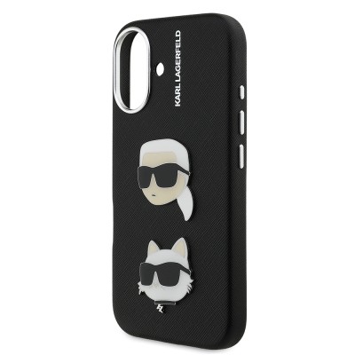 Apple iPhone 16 Kılıf Karl Lagerfeld Orjinal Lisanslı K&C Heads Pin Kapak - 7