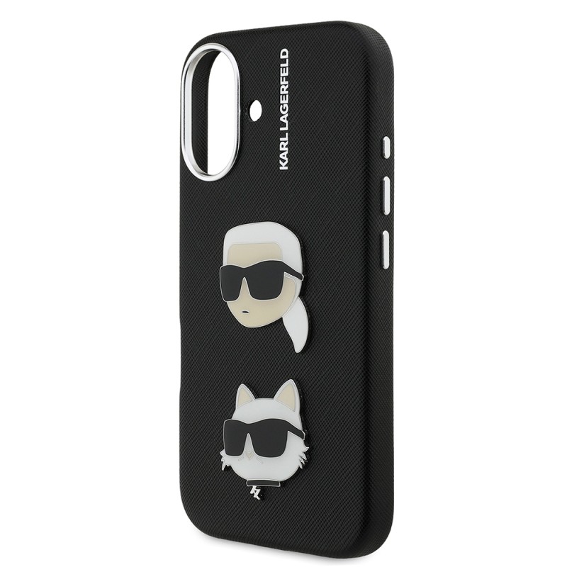 Apple iPhone 16 Kılıf Karl Lagerfeld Orjinal Lisanslı K&C Heads Pin Kapak - 7