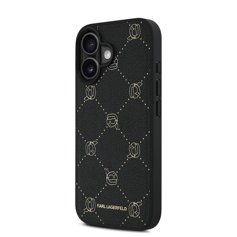 Apple iPhone 16 Kılıf Karl Lagerfeld Orjinal Lisanslı M-safe Şarj Özellikli PU Deri Karl Heads Desenli Klasik Logolu Kapak - 3
