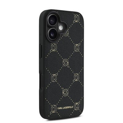 Apple iPhone 16 Kılıf Karl Lagerfeld Orjinal Lisanslı M-safe Şarj Özellikli PU Deri Karl Heads Desenli Klasik Logolu Kapak - 5