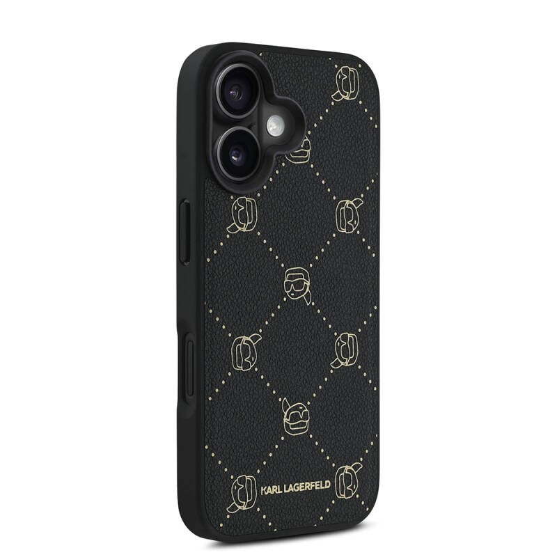 Apple iPhone 16 Kılıf Karl Lagerfeld Orjinal Lisanslı M-safe Şarj Özellikli PU Deri Karl Heads Desenli Klasik Logolu Kapak - 5