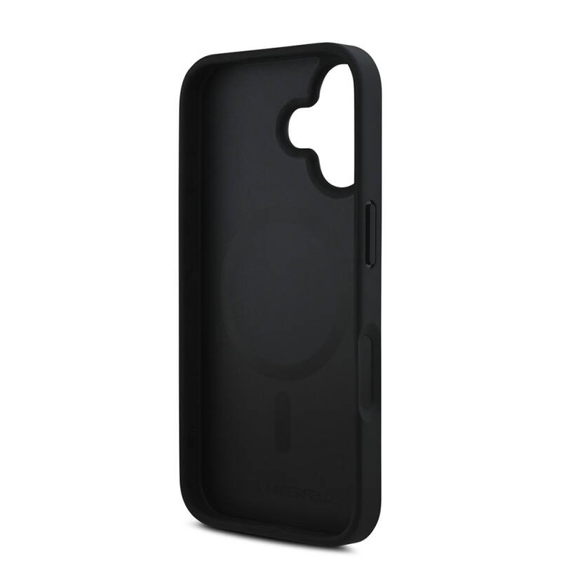 Apple iPhone 16 Kılıf Karl Lagerfeld Orjinal Lisanslı M-safe Şarj Özellikli PU Deri Karl Heads Desenli Klasik Logolu Kapak - 8