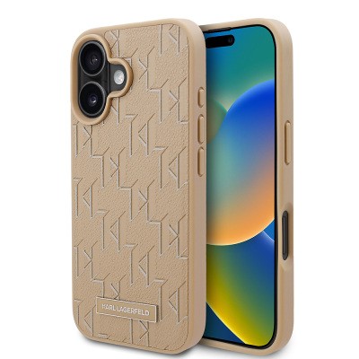 Apple iPhone 16 Kılıf Karl Lagerfeld Orjinal Lisanslı M-safe Şarj Özellikli KL Yazılı Hot Stamp Kapak - 2