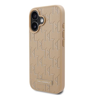 Apple iPhone 16 Kılıf Karl Lagerfeld Orjinal Lisanslı M-safe Şarj Özellikli KL Yazılı Hot Stamp Kapak - 5
