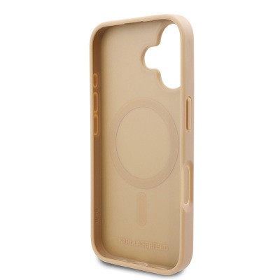 Apple iPhone 16 Kılıf Karl Lagerfeld Orjinal Lisanslı M-safe Şarj Özellikli KL Yazılı Hot Stamp Kapak - 10
