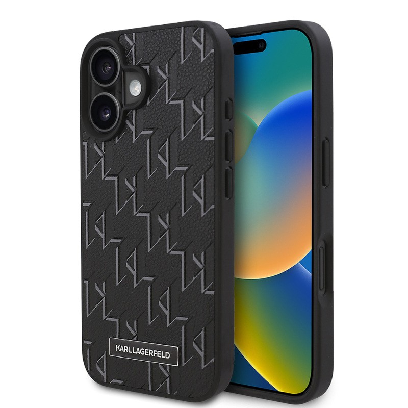 Apple iPhone 16 Kılıf Karl Lagerfeld Orjinal Lisanslı M-safe Şarj Özellikli KL Yazılı Hot Stamp Kapak - 3