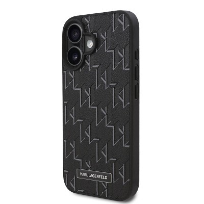 Apple iPhone 16 Kılıf Karl Lagerfeld Orjinal Lisanslı M-safe Şarj Özellikli KL Yazılı Hot Stamp Kapak - 12