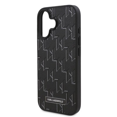Apple iPhone 16 Kılıf Karl Lagerfeld Orjinal Lisanslı M-safe Şarj Özellikli KL Yazılı Hot Stamp Kapak - 16