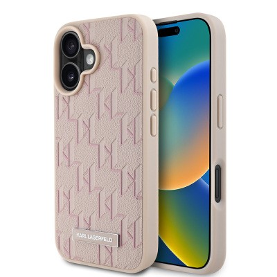 Apple iPhone 16 Kılıf Karl Lagerfeld Orjinal Lisanslı M-safe Şarj Özellikli KL Yazılı Hot Stamp Kapak - 4