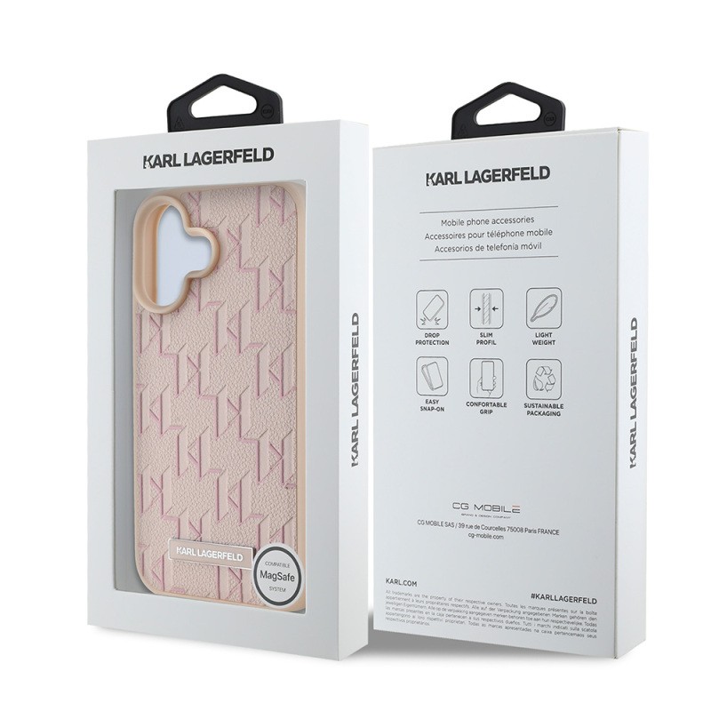 Apple iPhone 16 Kılıf Karl Lagerfeld Orjinal Lisanslı M-safe Şarj Özellikli KL Yazılı Hot Stamp Kapak - 19