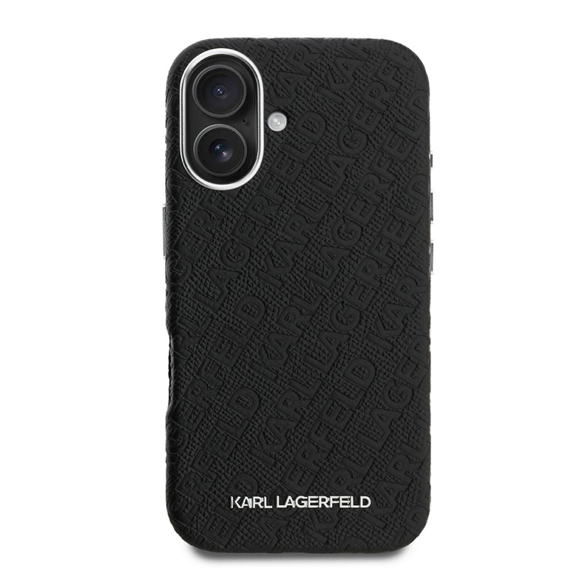 Apple iPhone 16 Kılıf Karl Lagerfeld Orjinal Lisanslı PU Deri Damgalı Metal Yazı Logolu Kapak - 4