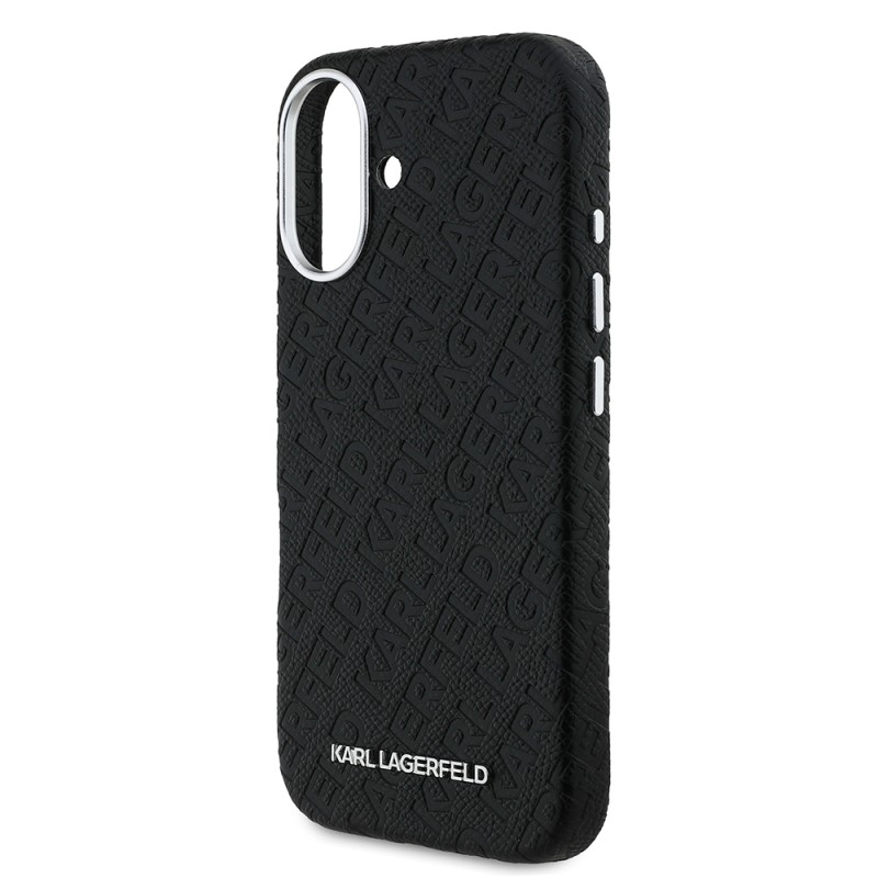 Apple iPhone 16 Kılıf Karl Lagerfeld Orjinal Lisanslı PU Deri Damgalı Metal Yazı Logolu Kapak - 7