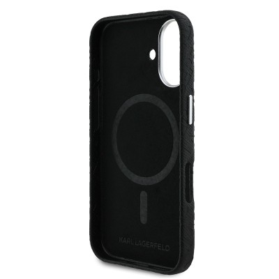 Apple iPhone 16 Kılıf Karl Lagerfeld Orjinal Lisanslı PU Deri Damgalı Metal Yazı Logolu Kapak - 8