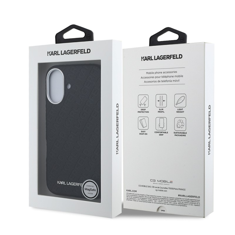 Apple iPhone 16 Kılıf Karl Lagerfeld Orjinal Lisanslı PU Deri Damgalı Metal Yazı Logolu Kapak - 9