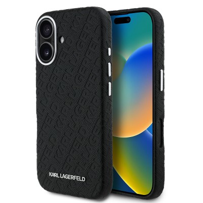 Apple iPhone 16 Kılıf Karl Lagerfeld Orjinal Lisanslı PU Deri Damgalı Metal Yazı Logolu Kapak - 2