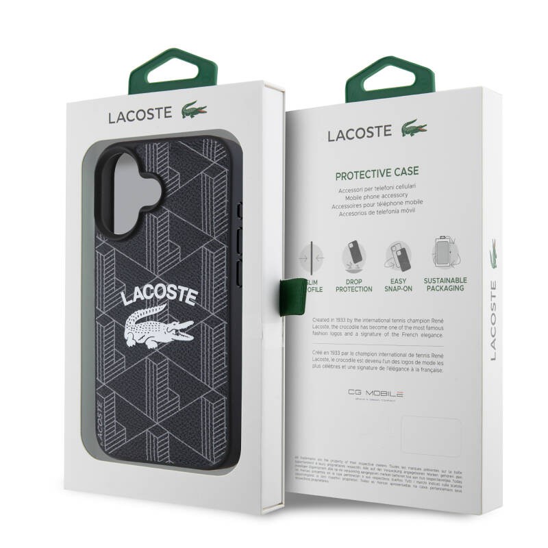Apple iPhone 16 Kılıf Lacoste Orjinal Lisanslı M-safe Şarj Özellikli Mono Vintage Logo Kapak - 8