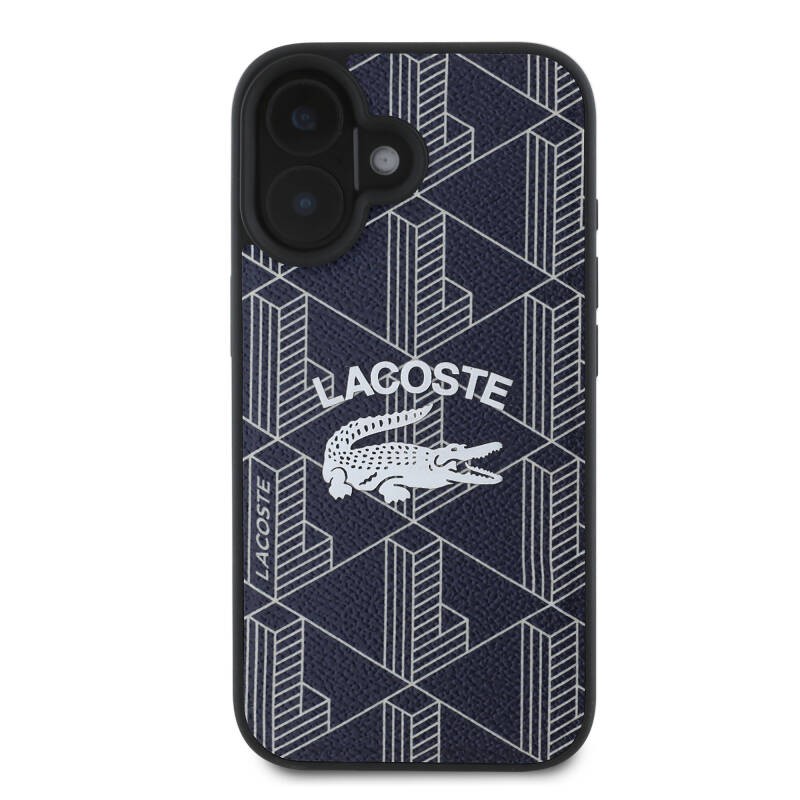 Apple iPhone 16 Kılıf Lacoste Orjinal Lisanslı M-safe Şarj Özellikli Mono Vintage Logo Kapak - 12
