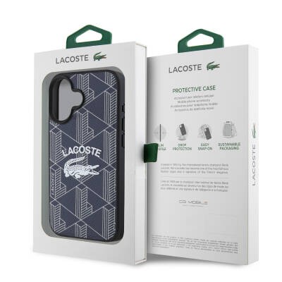 Apple iPhone 16 Kılıf Lacoste Orjinal Lisanslı M-safe Şarj Özellikli Mono Vintage Logo Kapak - 17