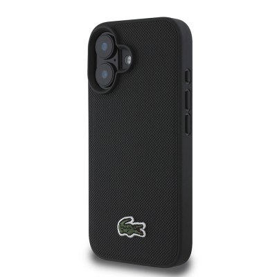 Apple iPhone 16 Kılıf Lacoste Orjinal Lisanslı PU Pike Desenli Arka Yüzey İkonik Timsah Dokuma Logolu Kapak + Type-C Kablo 1.5m - 3