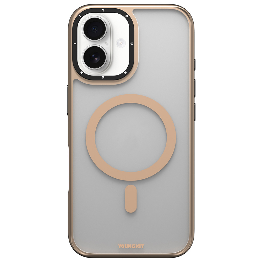 Apple iPhone 16 Kılıf M-safe Şarj Özellikli Cam Arka Yüzey TPU Youngkit Gemstone Serisi Kapak