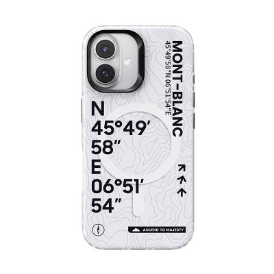 Apple iPhone 16 Kılıf M-safe Şarj Özellikli Koordinat Yazı Desenli Benks Summit Serisi Kapak - Benks