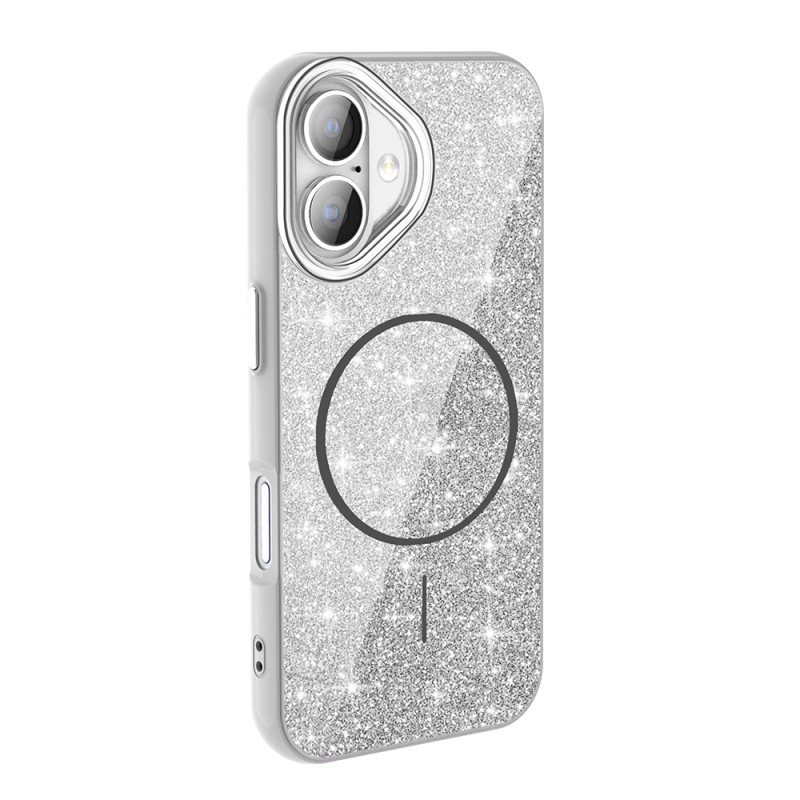 Apple iPhone 16 Kılıf M-safe Şarj Özellikli Parlayan Simli Zore Okso Kapak - 13