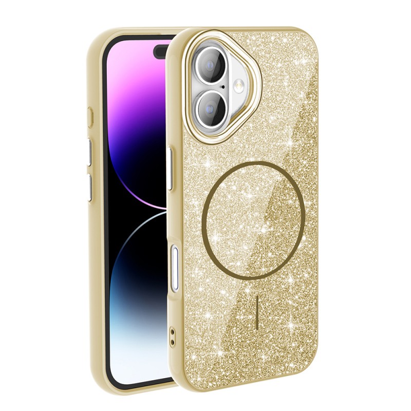 Apple iPhone 16 Kılıf M-safe Şarj Özellikli Parlayan Simli Zore Okso Kapak - 9