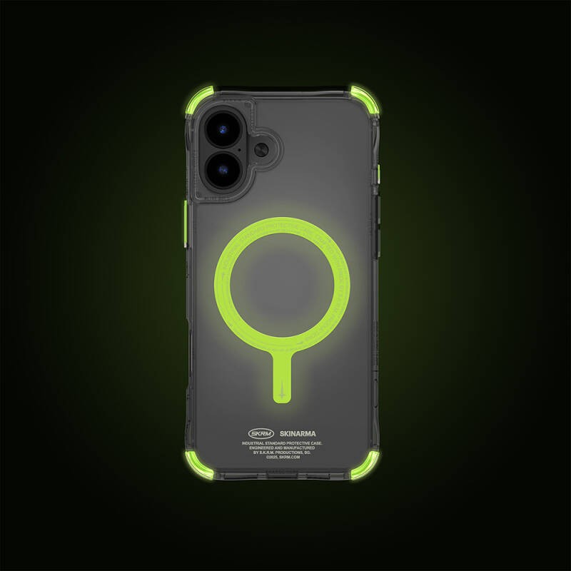 Apple iPhone 16 Kılıf M-safe Şarj Özellikli Şeffaf Airbag Tasarımlı Skinarma Saido Nightglow Kapak - 8