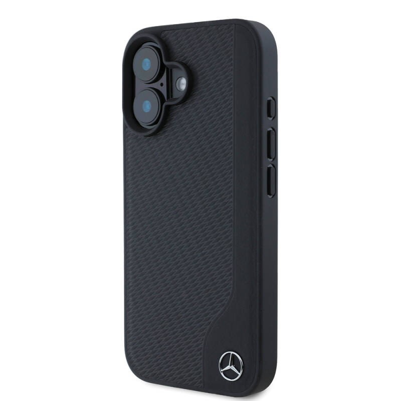 Apple iPhone 16 Kılıf Mercedes Benz Orjinal Lisanslı M-safe Şarj Özellikli 3D Metal Logolu Wood Imitation Deri Kapak - 2