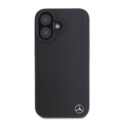 Apple iPhone 16 Kılıf Mercedes Benz Orjinal Lisanslı M-safe Şarj Özellikli 3D Metal Logolu Wood Imitation Deri Kapak - 3