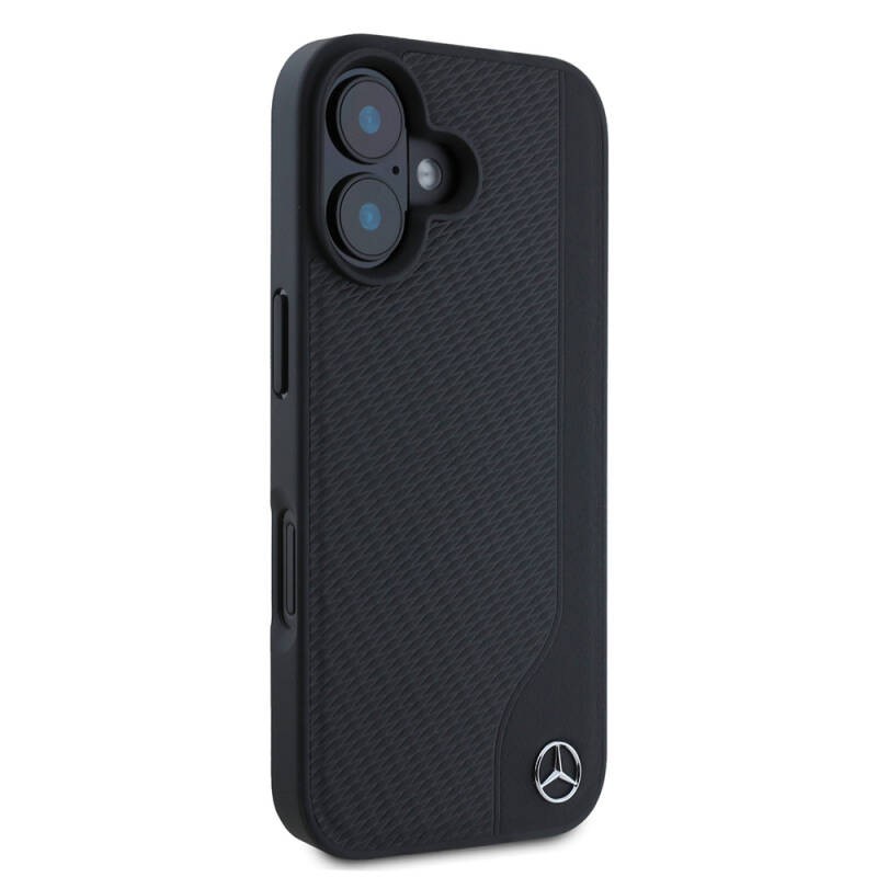 Apple iPhone 16 Kılıf Mercedes Benz Orjinal Lisanslı M-safe Şarj Özellikli 3D Metal Logolu Wood Imitation Deri Kapak - 4