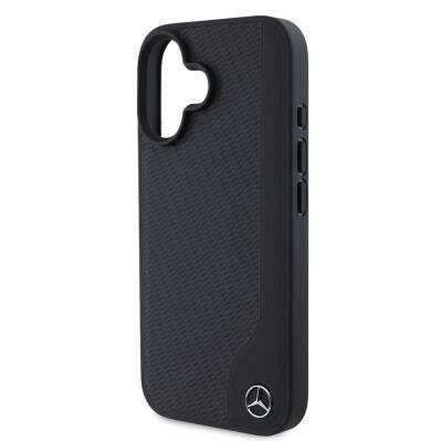 Apple iPhone 16 Kılıf Mercedes Benz Orjinal Lisanslı M-safe Şarj Özellikli 3D Metal Logolu Wood Imitation Deri Kapak - 6