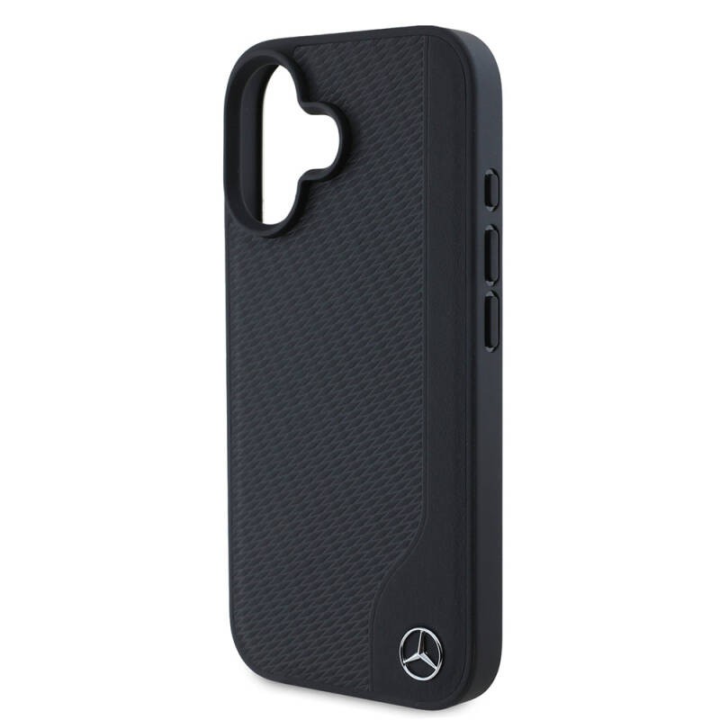 Apple iPhone 16 Kılıf Mercedes Benz Orjinal Lisanslı M-safe Şarj Özellikli 3D Metal Logolu Wood Imitation Deri Kapak - 6