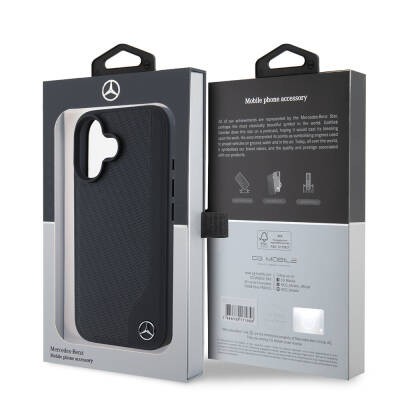 Apple iPhone 16 Kılıf Mercedes Benz Orjinal Lisanslı M-safe Şarj Özellikli 3D Metal Logolu Wood Imitation Deri Kapak - 8
