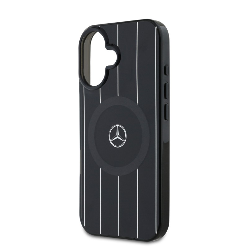 Apple iPhone 16 Kılıf Mercedes Benz Orjinal Lisanslı M-safe Şarj Özellikli Çift Katmanlı Paralel Çizgi Desenli Kapak - 7