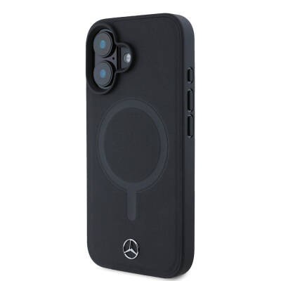 Apple iPhone 16 Kılıf Mercedes Benz Orjinal Lisanslı M-safe Şarj Özellikli Metal Yıldız Logolu Sade Pürüzsüz Deri Kapak - 2