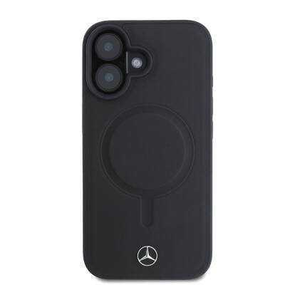 Apple iPhone 16 Kılıf Mercedes Benz Orjinal Lisanslı M-safe Şarj Özellikli Metal Yıldız Logolu Sade Pürüzsüz Deri Kapak - 3